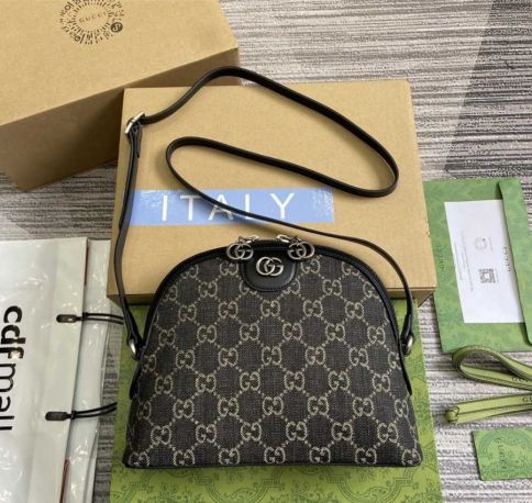 Gucci Small Ophidia Black Denim GG Canvas Shoulder Bag 499621 Gucci Bound