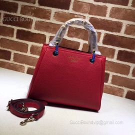 Gucci Bamboo Shopper Medium Women Leather Handbag Red 336032