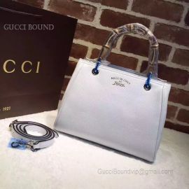 Gucci Bamboo Shopper Medium Women Leather Handbag White 336032