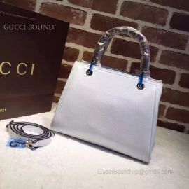 Gucci Bamboo Shopper Medium Women Leather Handbag White 336032