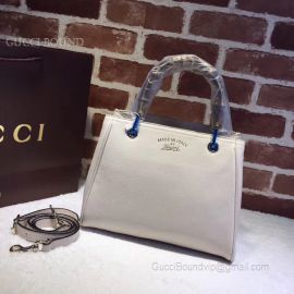 Gucci Bamboo Shopper Medium Women Leather Handbag Pearl 336032