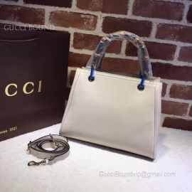 Gucci Bamboo Shopper Medium Women Leather Handbag Pearl 336032