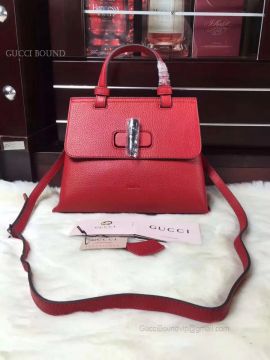Gucci Bamboo Daily Leather Top Handle Bag Red 370831