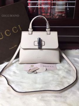Gucci Bamboo Daily Leather Top Handle Bag White 370831