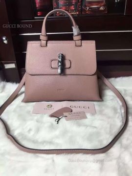 Gucci Bamboo Daily Leather Top Handle Bag Pink 370831