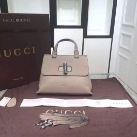 Gucci Bamboo Daily Leather Top Handle Bag Gray 370831