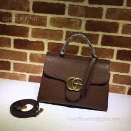 Gucci GG Marmont Leather Top Handle Mini Brown Bag 442622