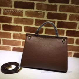 Gucci GG Marmont Leather Top Handle Mini Brown Bag 442622