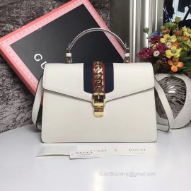 Gucci Sylvie Medium Top Handle Bag White 431665