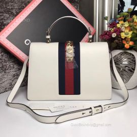 Gucci Sylvie Medium Top Handle Bag White 431665