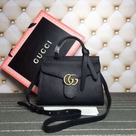 Gucci GG Marmont Leather Top Handle Mini Bag Black 442622
