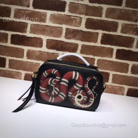 Gucci Snake Print Leather Top Handle Small Bag 453565