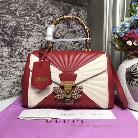 Gucci Queen Margaret Medium Top Handle Bag Red And White 476531