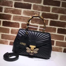 Gucci Queen Margaret Quilted Leather Top Handle Bag Black 476531