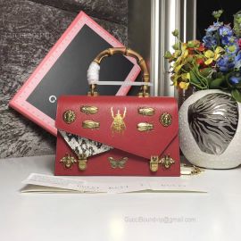 Gucci Ottilia Leather Small Top Handle Red 488715