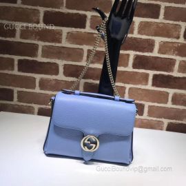 Gucci GG Leather Top Handle Bag Blue 510302