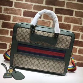 Gucci GG Supreme Briefcase With Web Green 484663