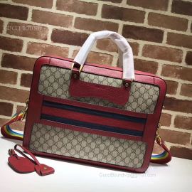 Gucci GG Supreme Briefcase With Web Red 484663