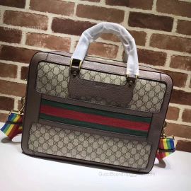 Gucci GG Supreme Briefcase With Web Light Brown 484663