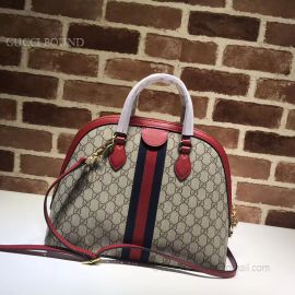 Gucci Ophidia GG Medium Top Handle Bag Dark Red 524533