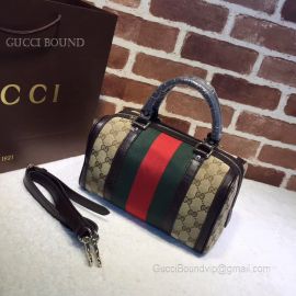 Gucci Vintage Web Original GG Boston Bag Red And Green 269876