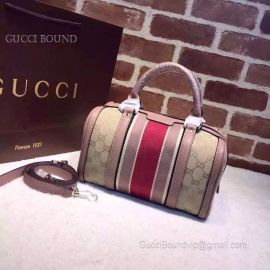 Gucci Vintage Web Original GG Boston Bag Nude And Red 269876