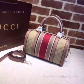 Gucci Vintage Web Original GG Boston Bag Nude And Red 269876