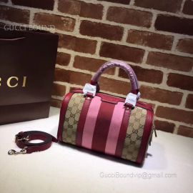 Gucci Vintage Web Original GG Boston Bag Pink And Red 269876
