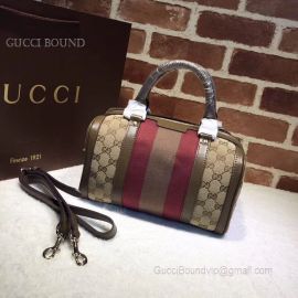 Gucci Vintage Web Original GG Boston Bag Dark Red And Brown 269876