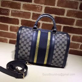 Gucci Vintage Web Original GG Boston Bag Dark Blue 247205