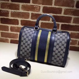 Gucci Vintage Web Original GG Boston Bag Dark Blue 247205