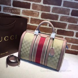 Gucci Vintage Web Original GG Boston Bag Red And Nude 247205