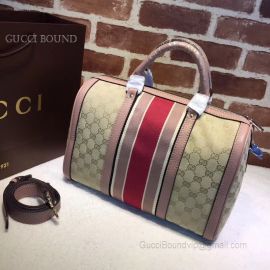 Gucci Vintage Web Original GG Boston Bag Red And Nude 247205