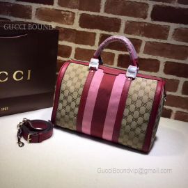 Gucci Vintage Web Original GG Boston Bag Red And Pink 247205