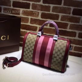 Gucci Vintage Web Original GG Boston Bag Red And Pink 247205