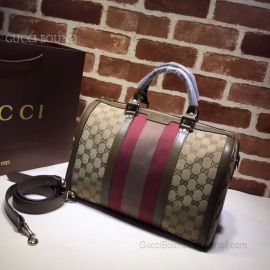 Gucci Vintage Web Original GG Boston Bag Brown And Red 247205