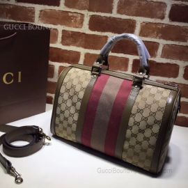 Gucci Vintage Web Original GG Boston Bag Brown And Red 247205