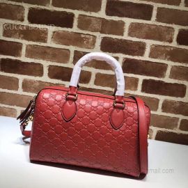 Gucci Soft Signature Top Handle Medium Boston Bag Red 453573