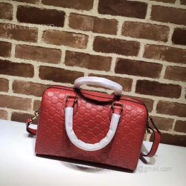 Gucci Soft Signature Top Handle Medium Boston Bag Red 453573