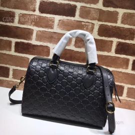 Gucci Soft Signature Top Handle Medium Boston Bag Black 453573
