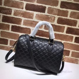 Gucci Soft Signature Top Handle Medium Boston Bag Black 453573