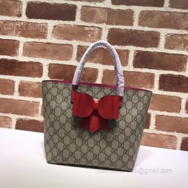 Gucci Childred GG Supreme Bow Tote Red 457232