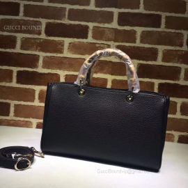 Gucci Bamboo Shopper Calf Leather Tote Bag Black 323660