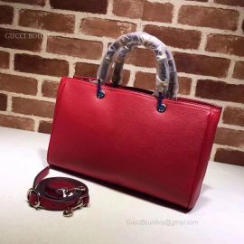 Gucci Bamboo Shopper Calf Leather Tote Bag Red 323660