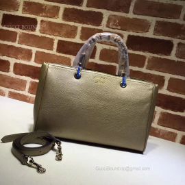 Gucci Bamboo Shopper Calf Leather Tote Bag Gold 323660