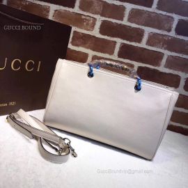 Gucci Bamboo Shopper Calf Leather Tote Bag White 323660