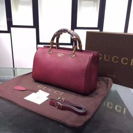 Gucci Bamboo Shopper Calf Leather Tote Bag Wine 323660