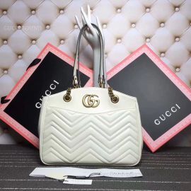 Gucci GG Marmont Matelasse Tote Bag Red Original Leather White 443501