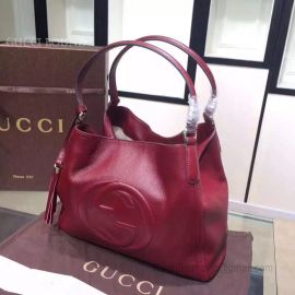 Gucci Soho Leather Tote Wine 282309