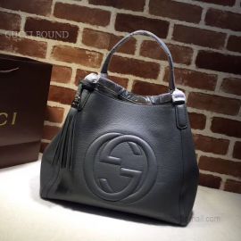 Gucci Soho Leather Tote Dark Gray 282309